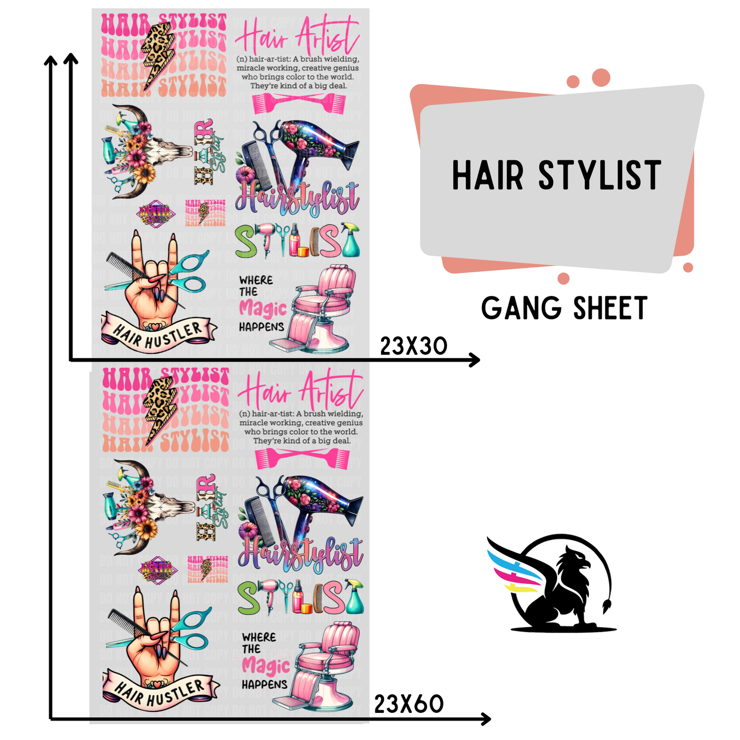 Premade DTF Transfer Gang Sheet For Graphic Tees| Hair Stylist