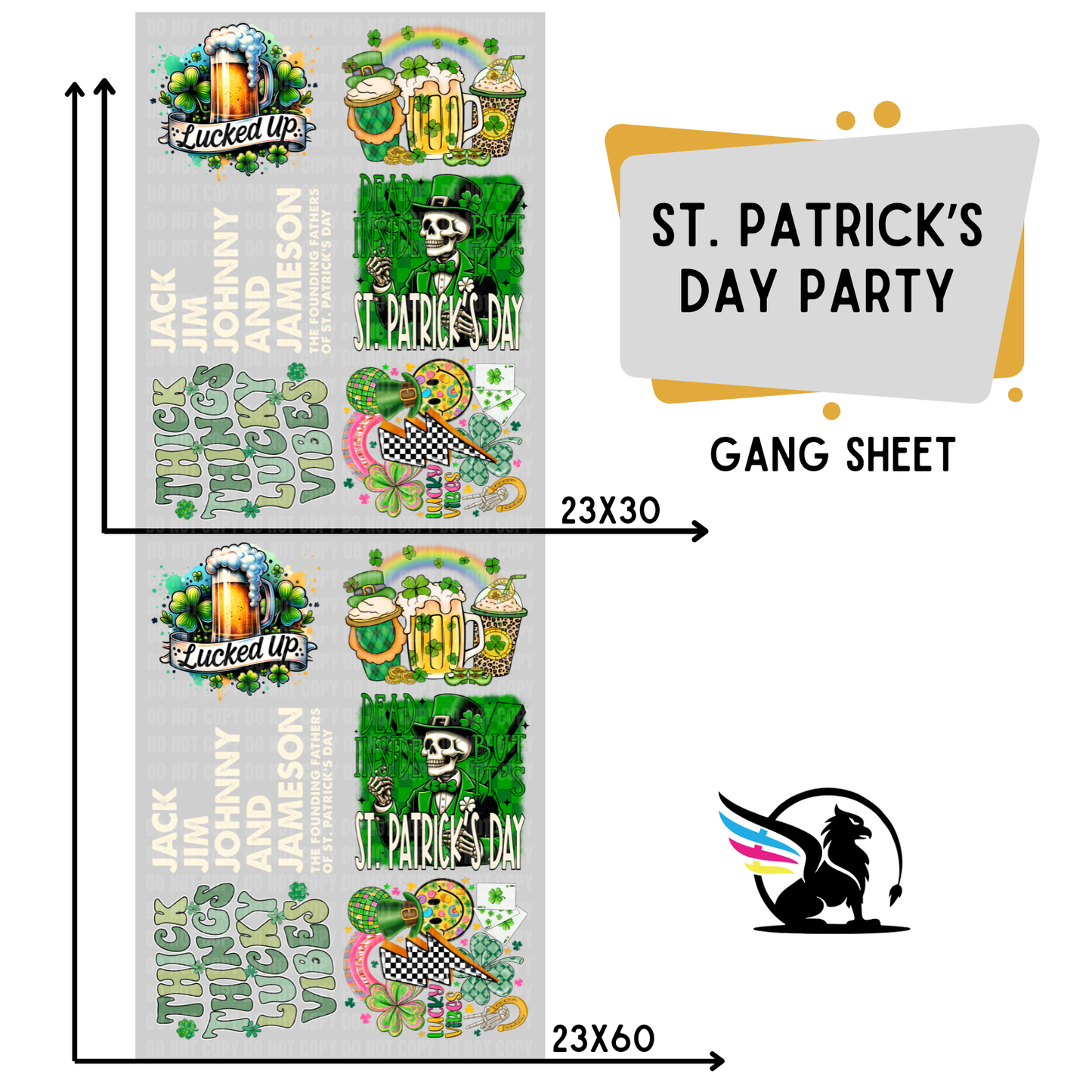 Premade DTF Transfer Gang Sheet For Graphic Tees | St. Patrick's Day Party