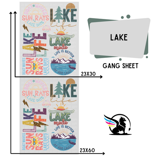 Premade DTF Transfer Gang Sheet For Graphic Tees | Lake