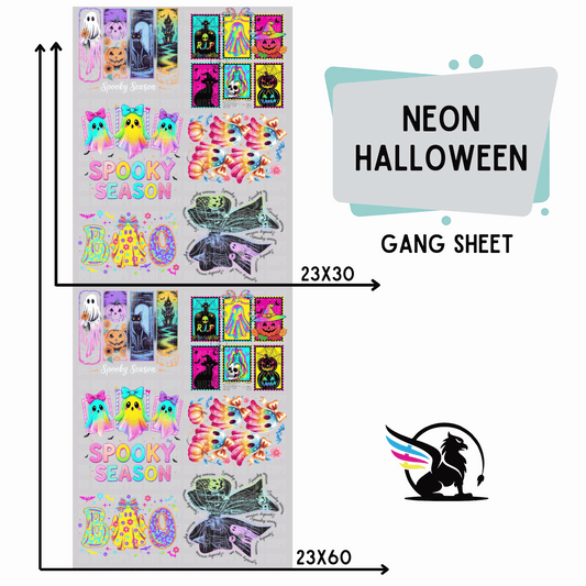 Premade DTF Transfer Gang Sheet For Graphic Tees | Neon Halloween