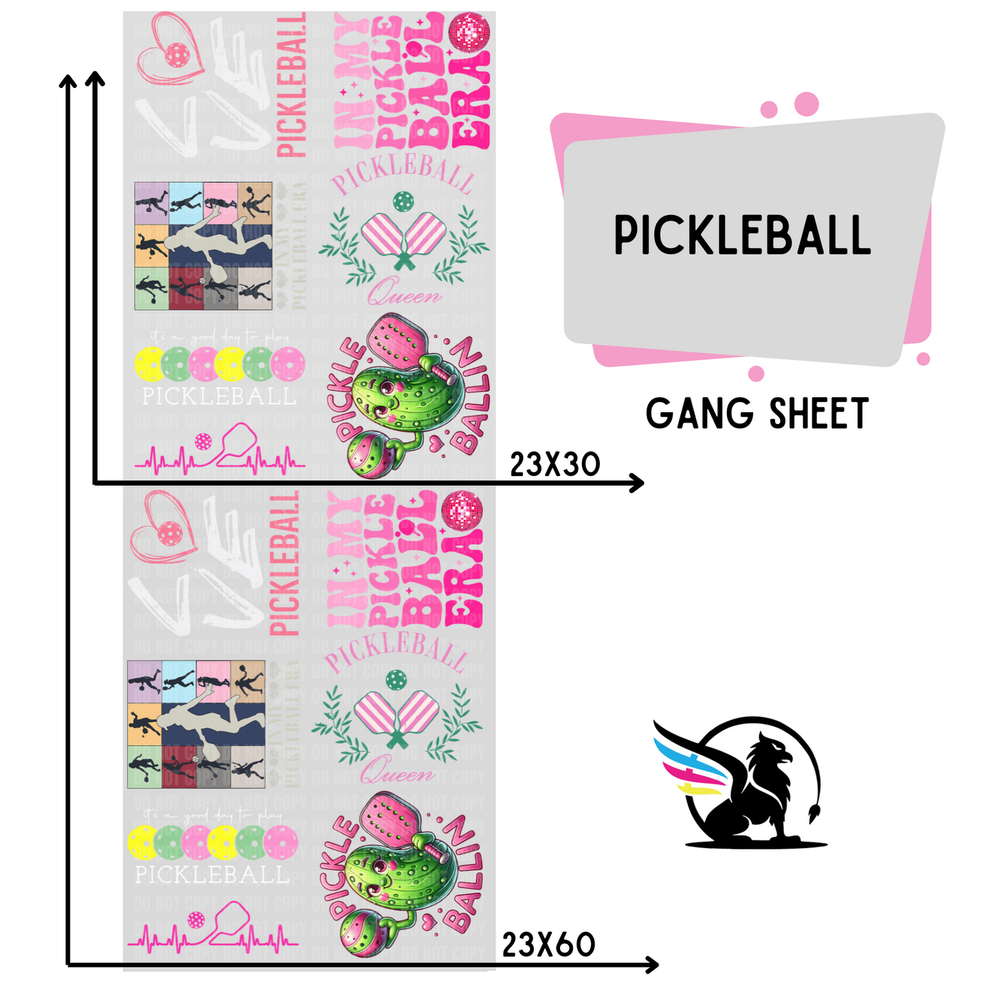 Premade DTF Transfer Gang Sheet For Graphic Tees | Pickleball