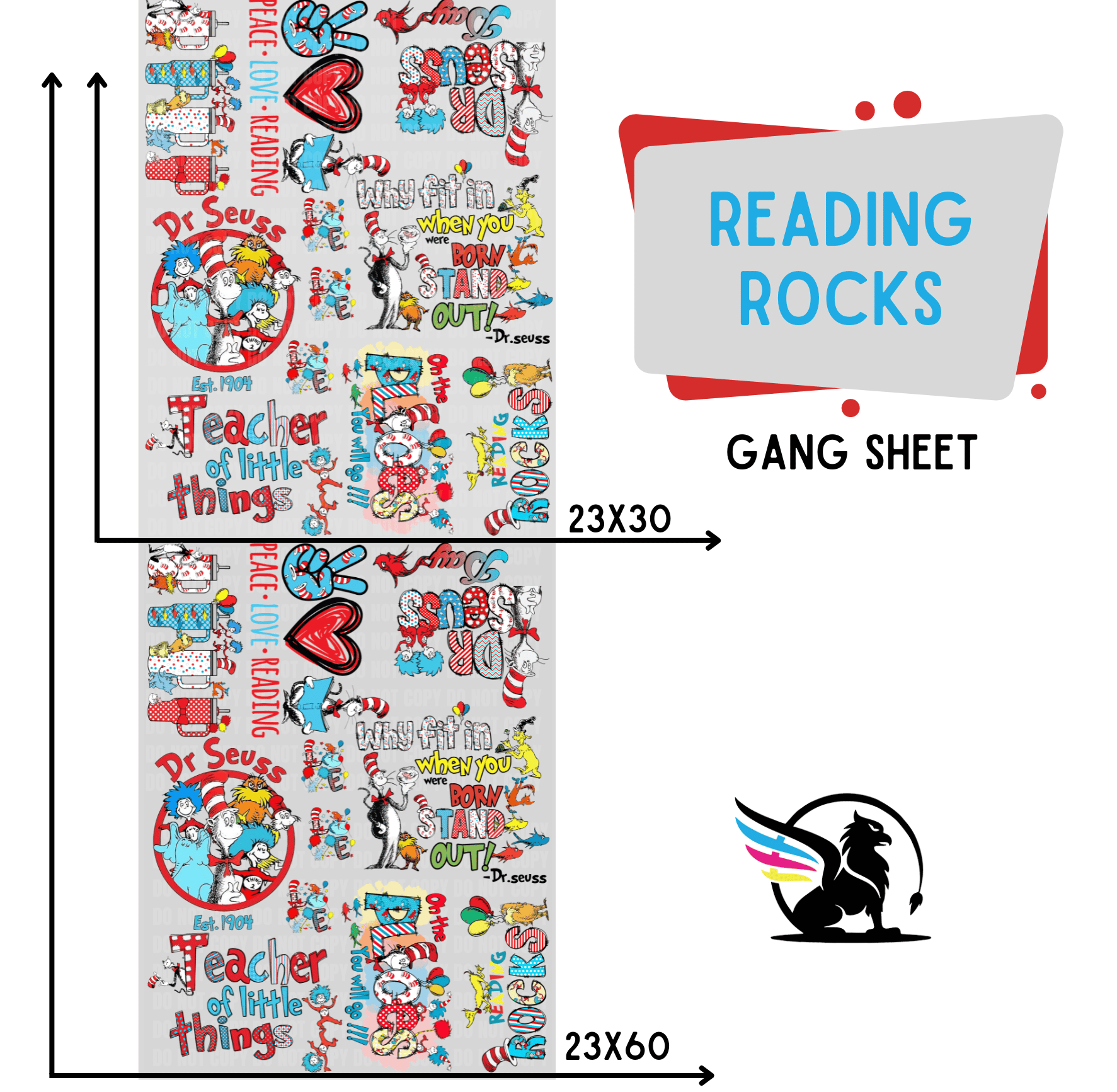 Premade DTF Transfer Gang Sheet For Graphic Tees | Reading Rocks - Griffin Expressions