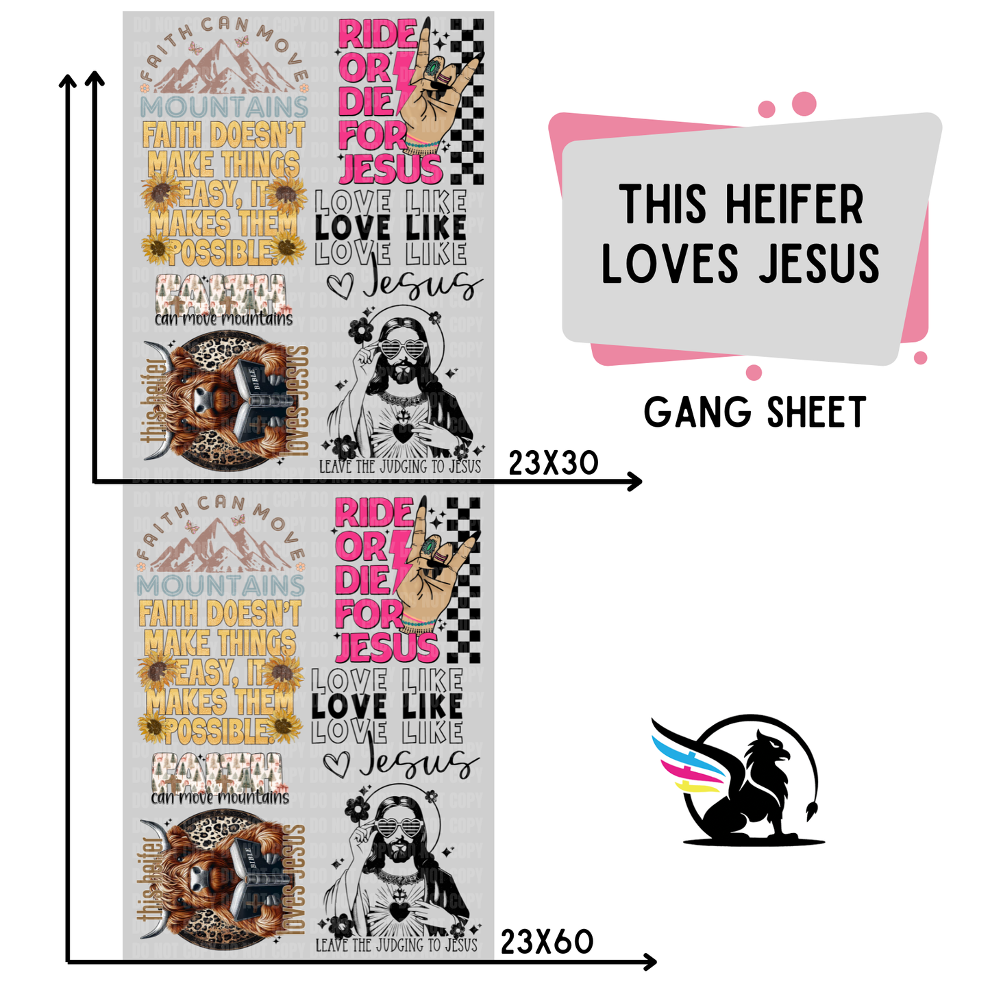 This Heifer Loves Jesus  | Premade DTF Transfer Gang Sheet For Graphic Tees