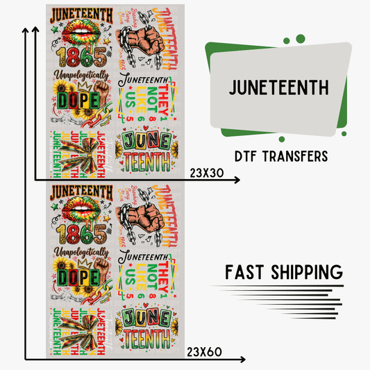 Juneteenth | Premade DTF Transfer Gang Sheet For Graphic Tees
