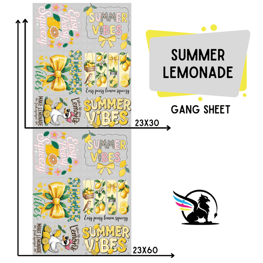 Premade DTF Transfer Gang Sheet For Graphic Tees | Summer Lemonade