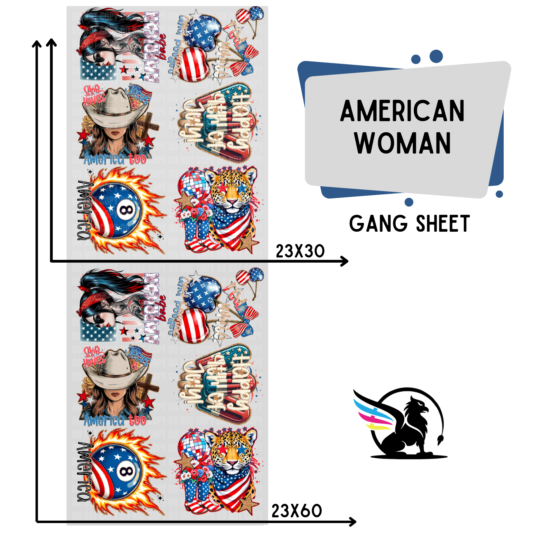American Woman | Premade DTF Transfer Gang Sheet For Graphic Tees - Griffin Expressions