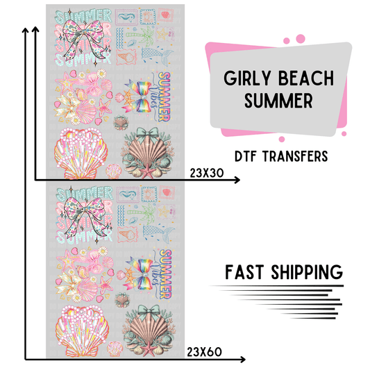 Girlie Beach Summer | Premade DTF Transfer Gang Sheet For Graphic Tees
