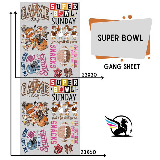 Premade DTF Transfer Gang Sheet For Graphic Tees | Superbowl