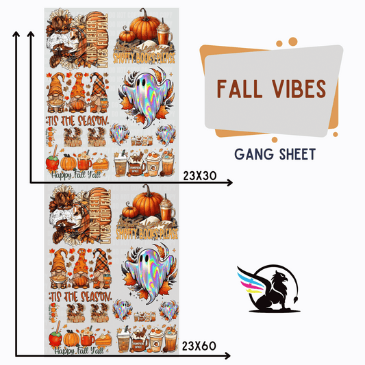 Premade DTF Transfer Gang Sheet For Graphic Tees | Fall Vibes