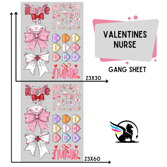 Premade DTF Transfer Gang Sheet For Graphic Tees | Valentines Nurse