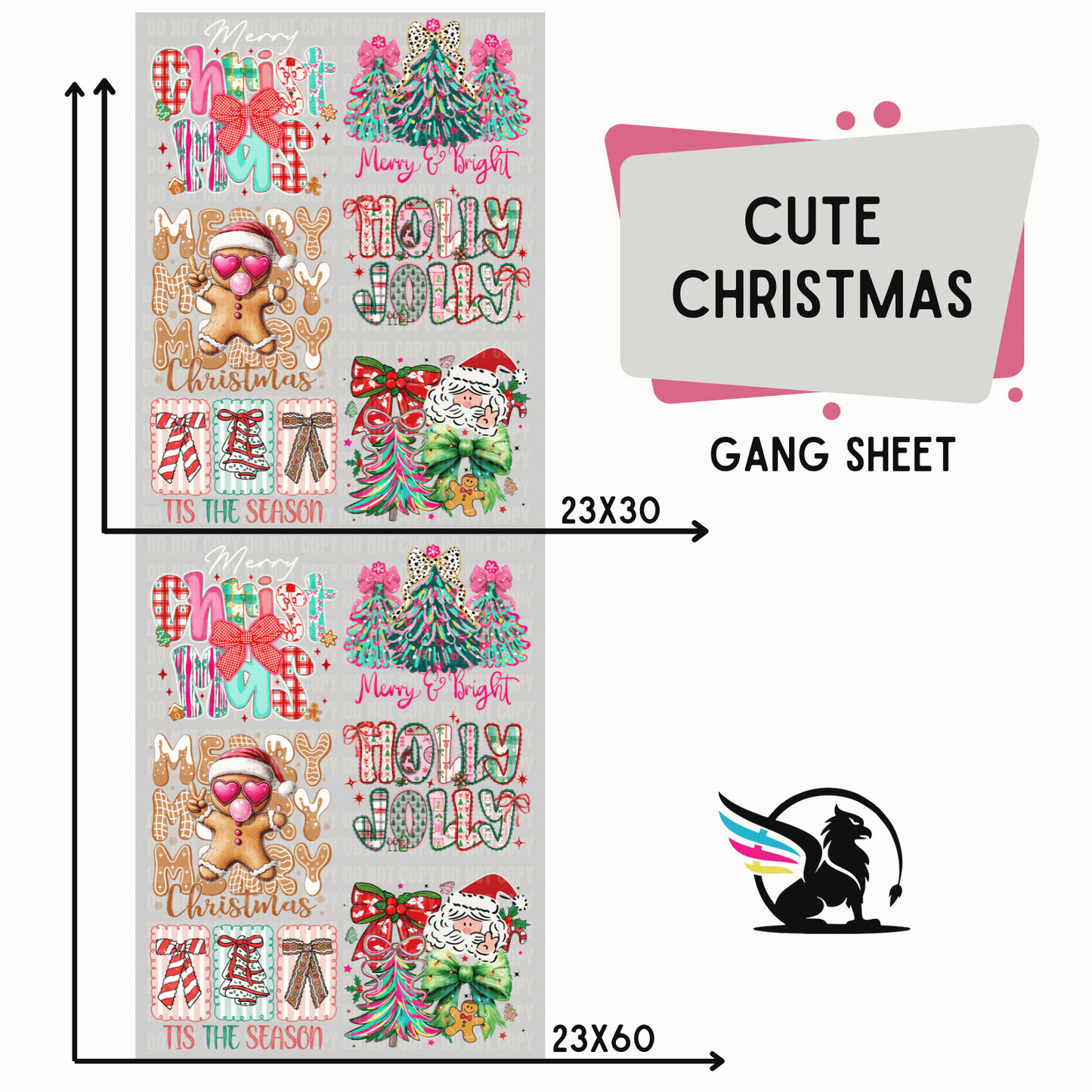 Premade DTF Transfer Gang Sheet For Graphic Tees | Cute Christmas