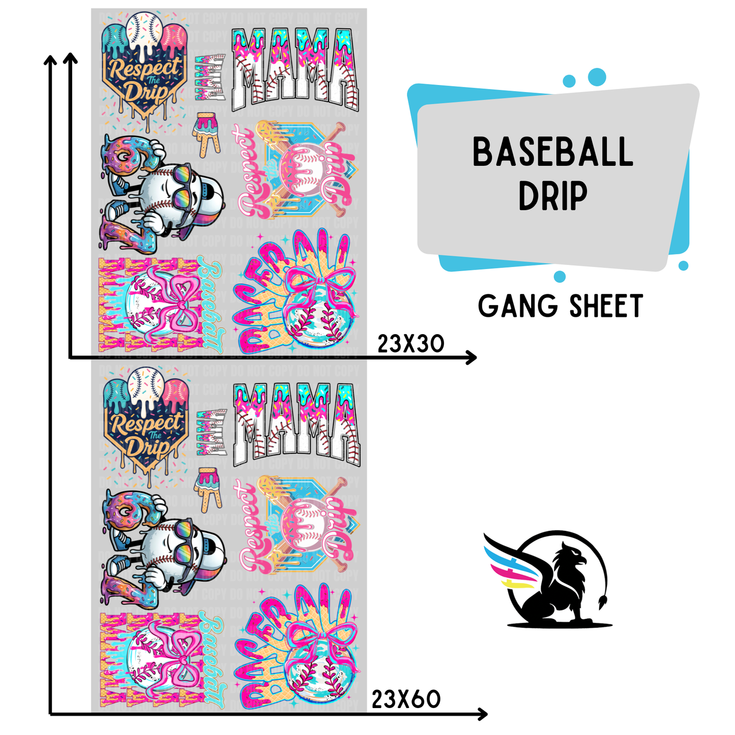 Baseball Drip | Premade DTF Transfer Gang Sheet For Graphic Tees