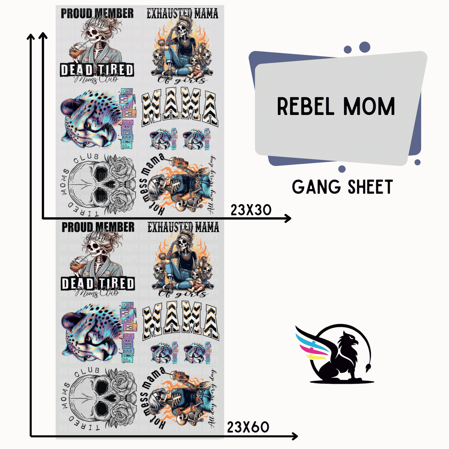 Premade DTF Transfer Gang Sheet For Graphic Tees | Rebel Mom - Griffin Expressions