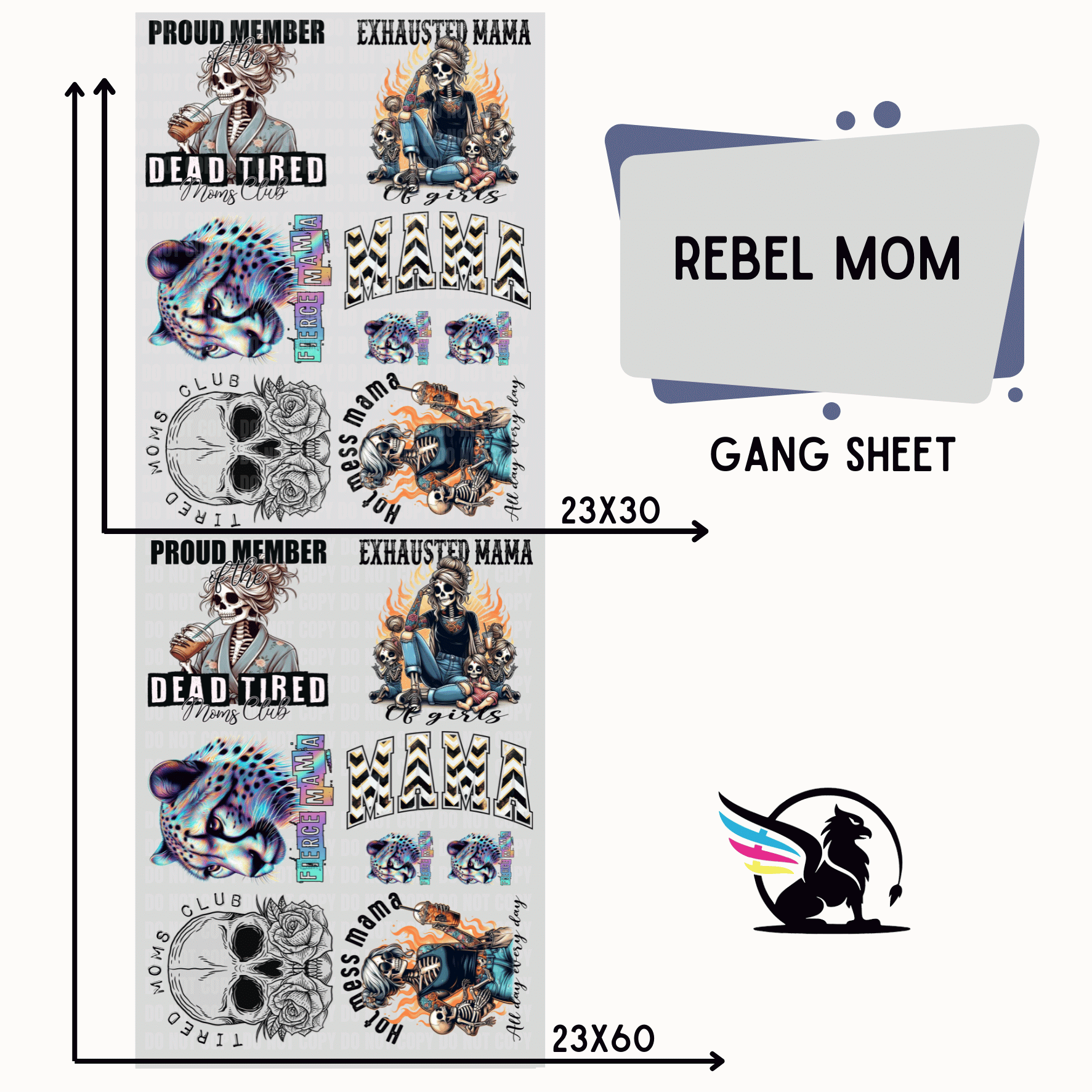 Premade DTF Transfer Gang Sheet For Graphic Tees | Rebel Mom - Griffin Expressions