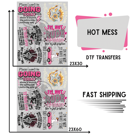 Hot Mess | Premade DTF Transfer Gang Sheet For Graphic Tees