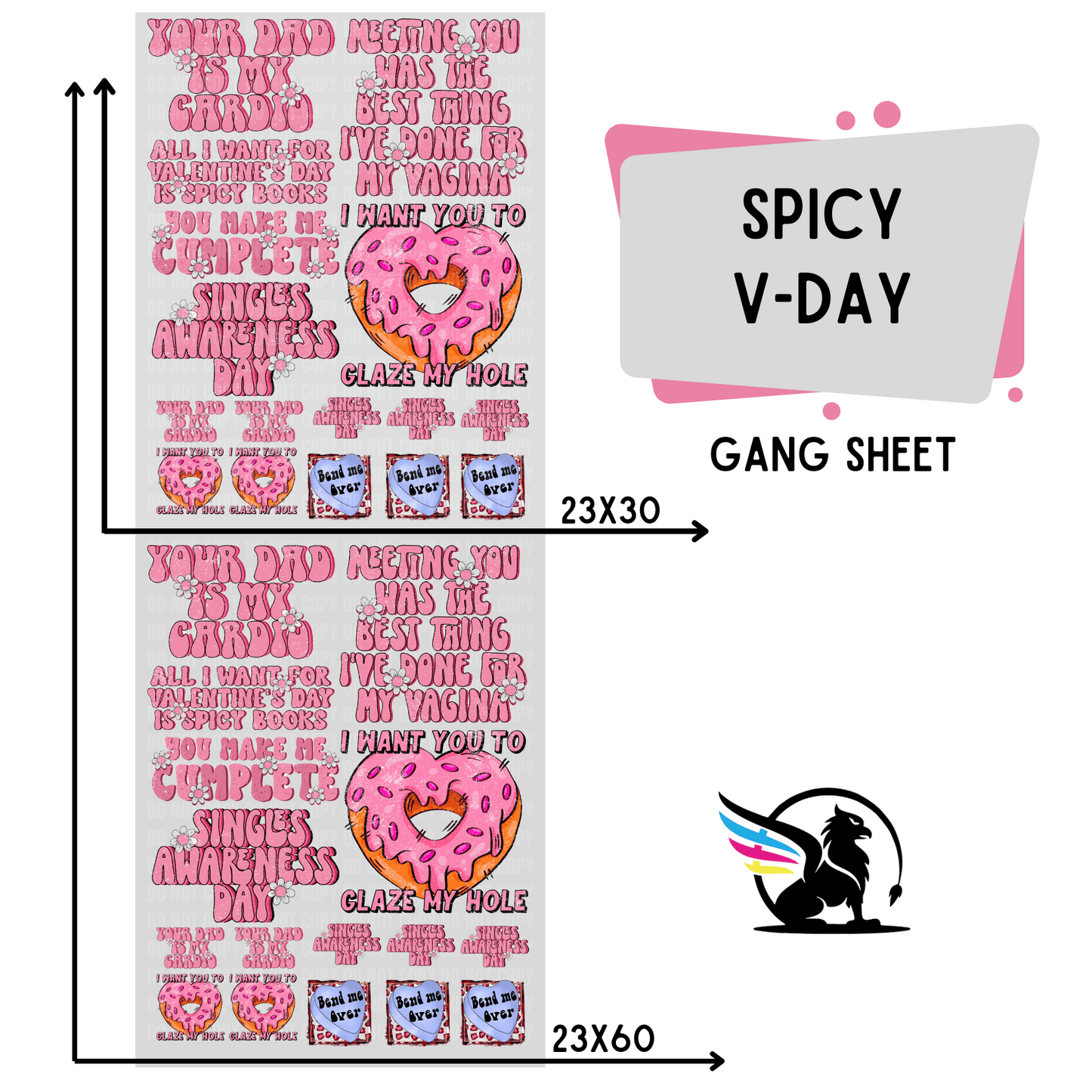 Premade DTF Transfer Gang Sheet For Graphic Tees | Spicy Valentines Day