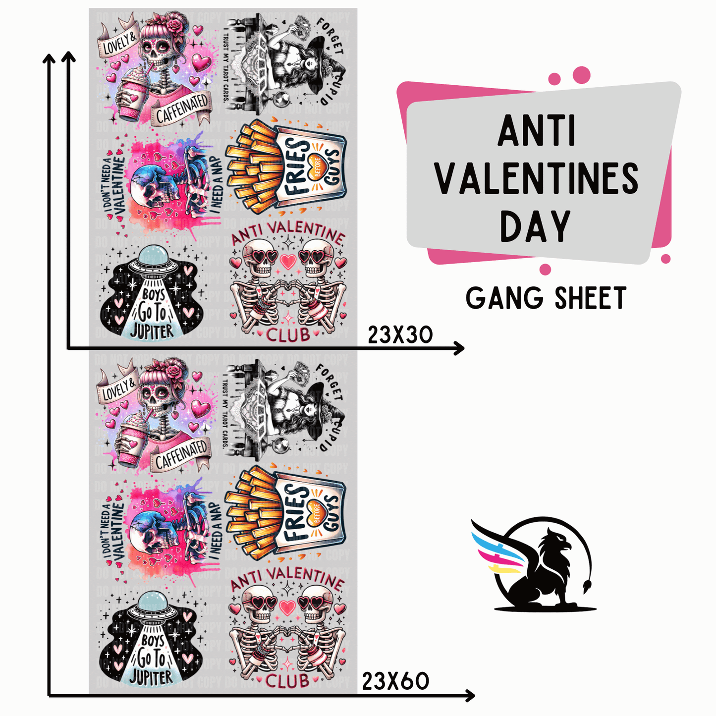 Premade DTF Transfer Gang Sheet For Graphic Tees | Anti Valentines Day