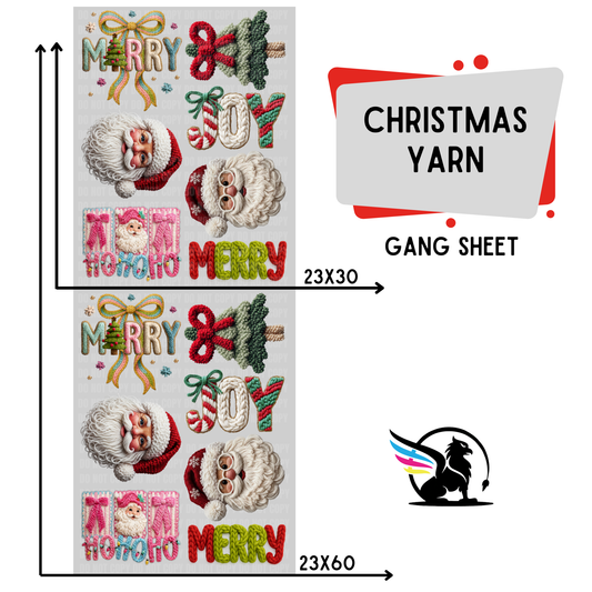 Premade DTF Transfer Gang Sheet For Graphic Tees | Christmas Yarn