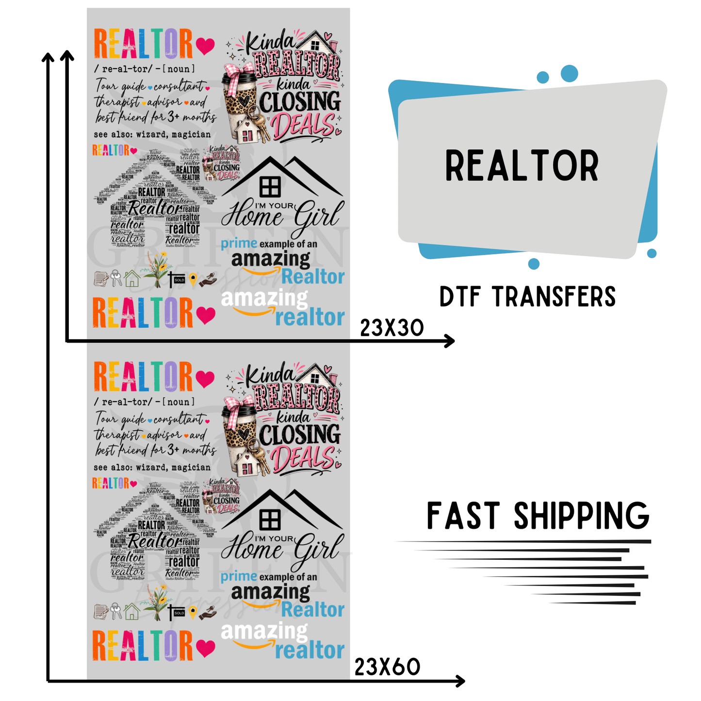 Realtor | Premade DTF Transfer Gang Sheet For Graphic Tees