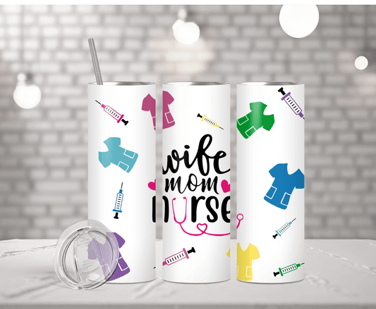 Wife.Mom.Nurse  | Sublimation Tumbler Transfer