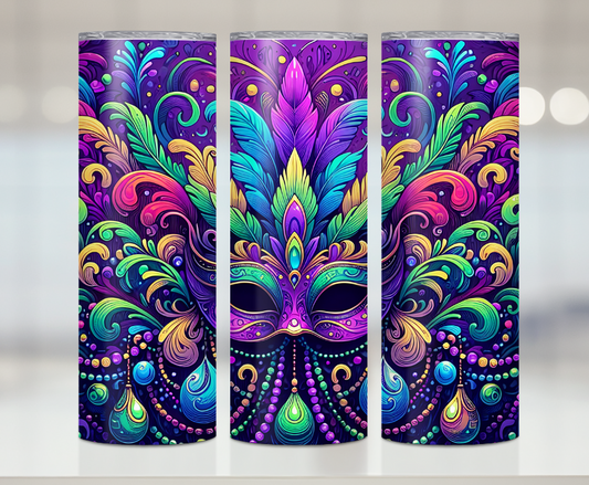 Mardigras Mask | Premium Sublimation Tumbler Transfers – Vibrant, Long-Lasting Designs