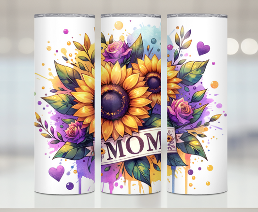 Purple Sunflower Mom | Premium Sublimation Tumbler Transfers – Vibrant, Long-Lasting Designs
