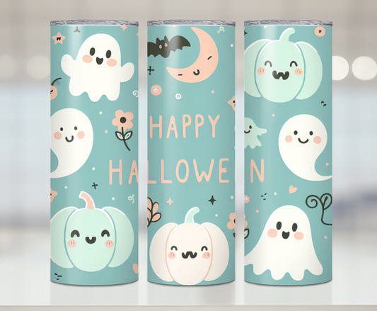 Pastel Ghosts And Pumpkin | Premium Sublimation Tumbler Transfers – Vibrant, Long-Lasting Designs