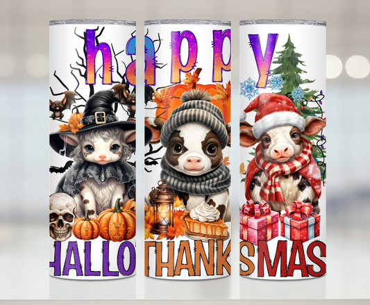 Happy Hallo-Thanks-Mas Cows| Premium Sublimation Tumbler Transfers – Vibrant, Long-Lasting Designs