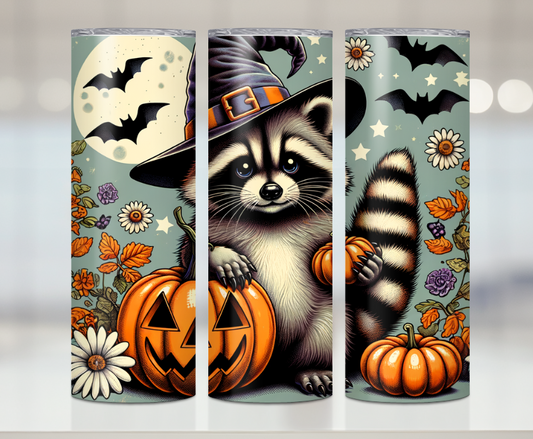 Halloween Racoon Pumpkin| Premium Sublimation Tumbler Transfers – Vibrant, Long-Lasting Designs