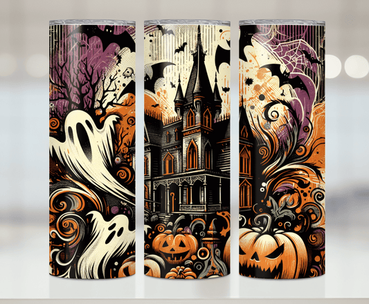 Halloween Haunted House | Premium Sublimation Tumbler Transfers – Vibrant, Long-Lasting Designs