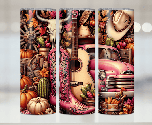 Pink Western Fall | Premium Sublimation Tumbler Transfers – Vibrant, Long-Lasting Designs