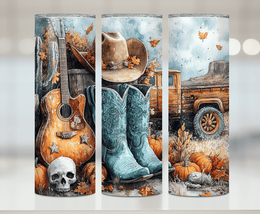 Blue Western Fall | Premium Sublimation Tumbler Transfers – Vibrant, Long-Lasting Designs