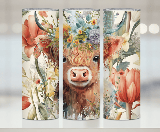 Watercolor Baby Highland cow | Premium Sublimation Tumbler Transfers – Vibrant, Long-Lasting Designs