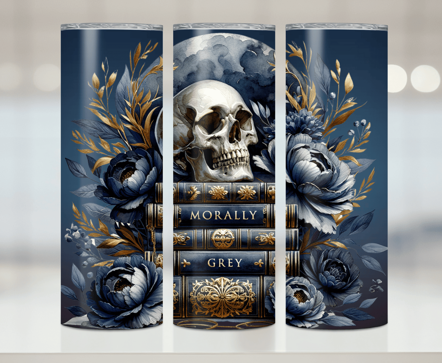 Midnight Skull And Books | Premium Sublimation Tumbler Transfers – Vibrant, Long-Lasting Designs