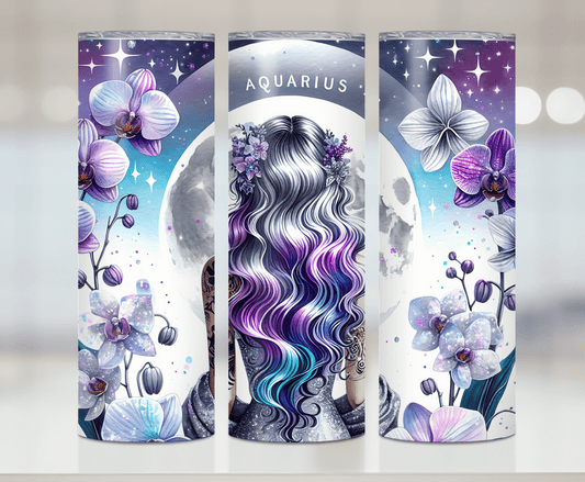 Aquarius Zodiac  | Premium Sublimation Tumbler Transfers – Vibrant, Long-Lasting Designs