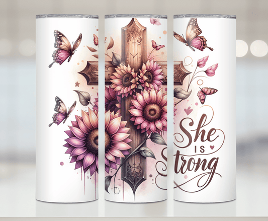She Is Strong | Premium Sublimation Tumbler Transfers – Vibrant, Long-Lasting Designs