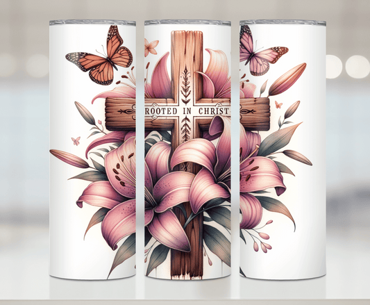 Rooted In Christ | Premium Sublimation Tumbler Transfers – Vibrant, Long-Lasting Designs