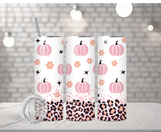 Pink Pumpkins Leopard | Sublimation Tumbler Transfer