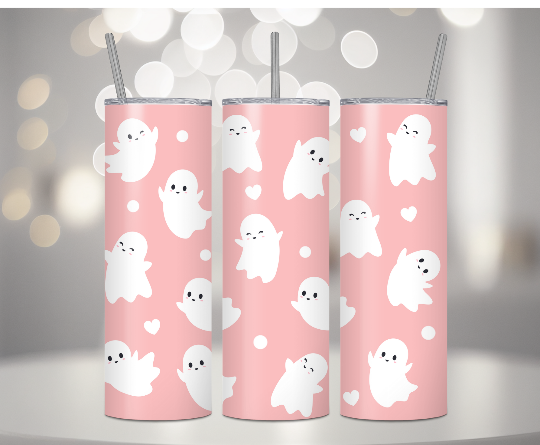 Pink Ghost | Sublimation Tumbler Transfer