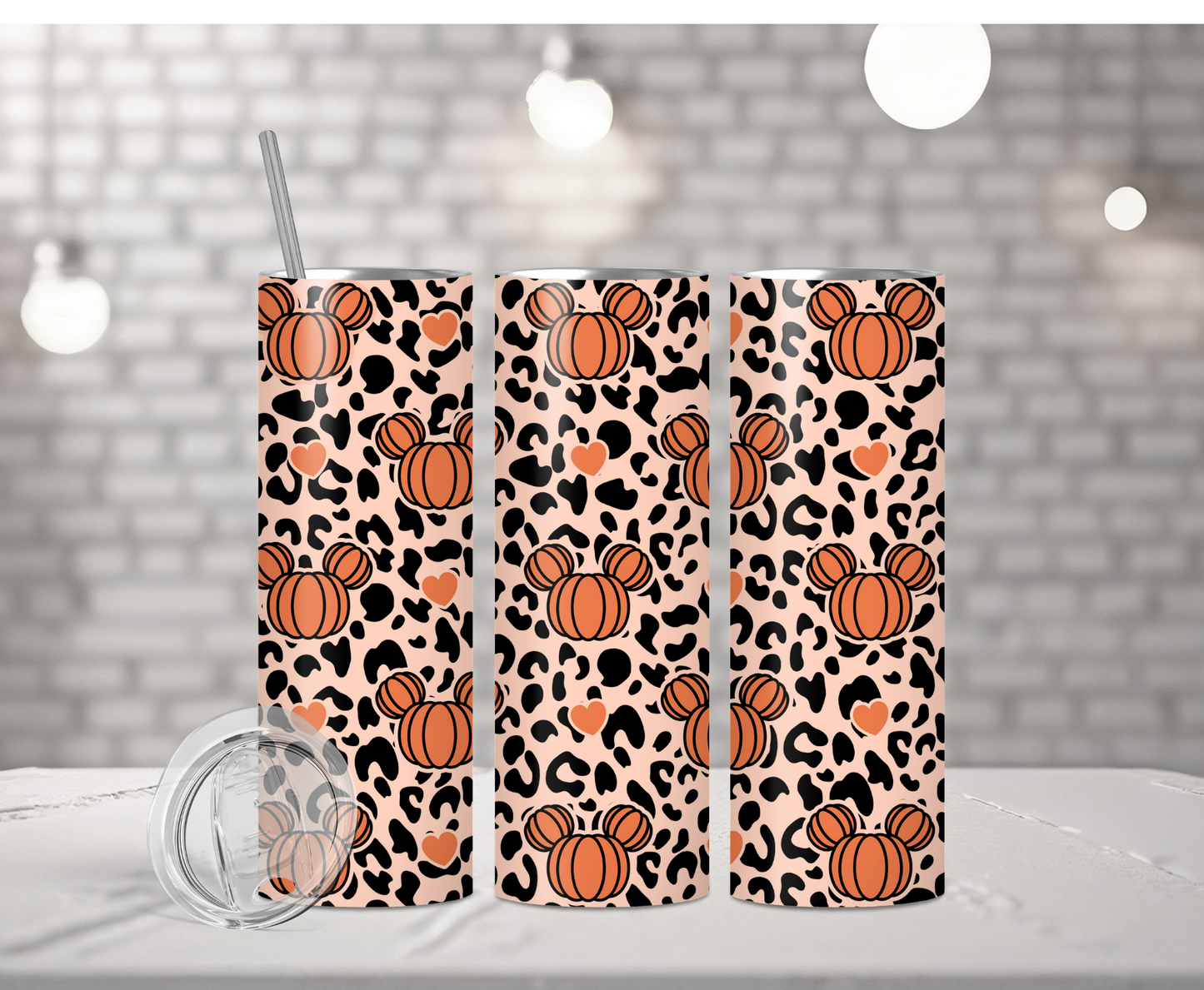 Cheetah Mouse Pumpkins Mock | Sublimation Tumbler Transfer