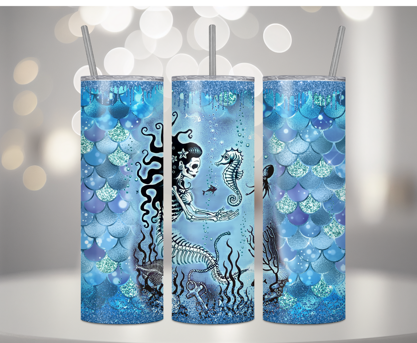 Skeleton Mermaid | Sublimation Tumbler Transfer