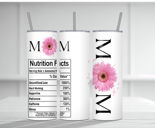Mom Nutrition Facts | Sublimation Tumbler Transfer
