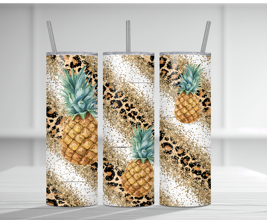 Pineapple Glitter Leopard | Sublimation Tumbler Transfer