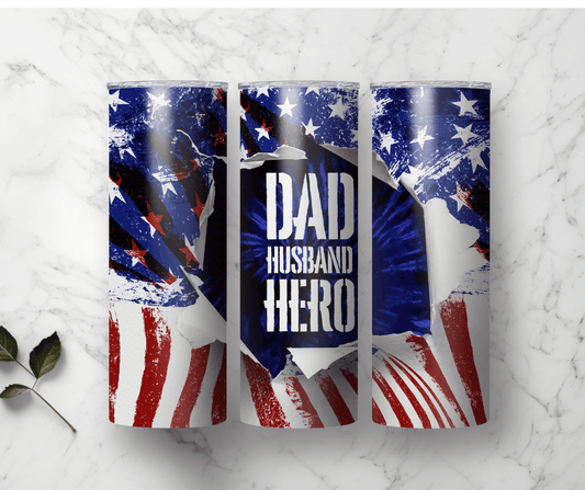 Dad Husband Hero Flag | Sublimation Tumbler Transfer