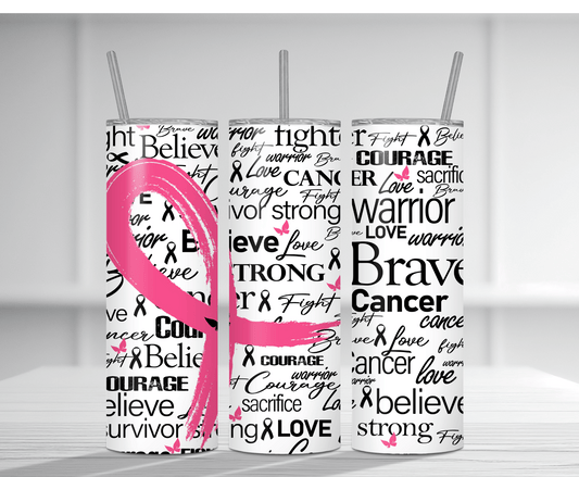 I Am Brave Breast Cancer Awareness | Sublimation Tumbler Transfer