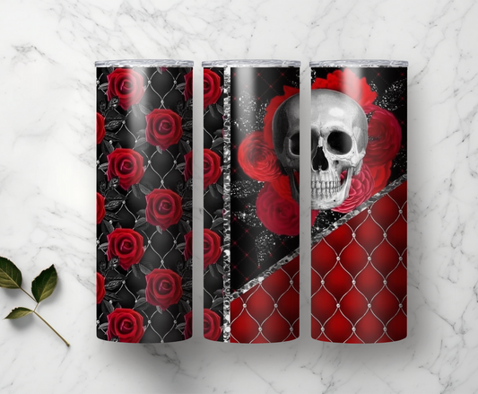 Red Roses Skull | Sublimation Tumbler Transfer