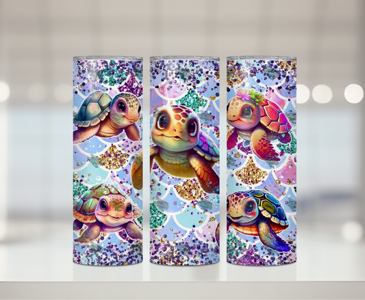 Glittery Turtles | Sublimation Tumbler Transfer