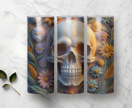 Floral Skull Head | Sublimation Tumbler Transfer