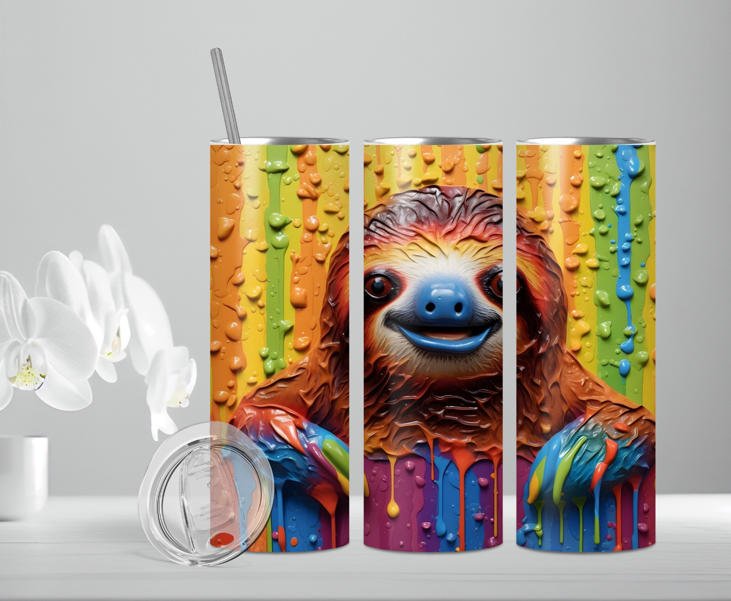 Paint Drip Sloth | Sublimation Tumbler Transfer