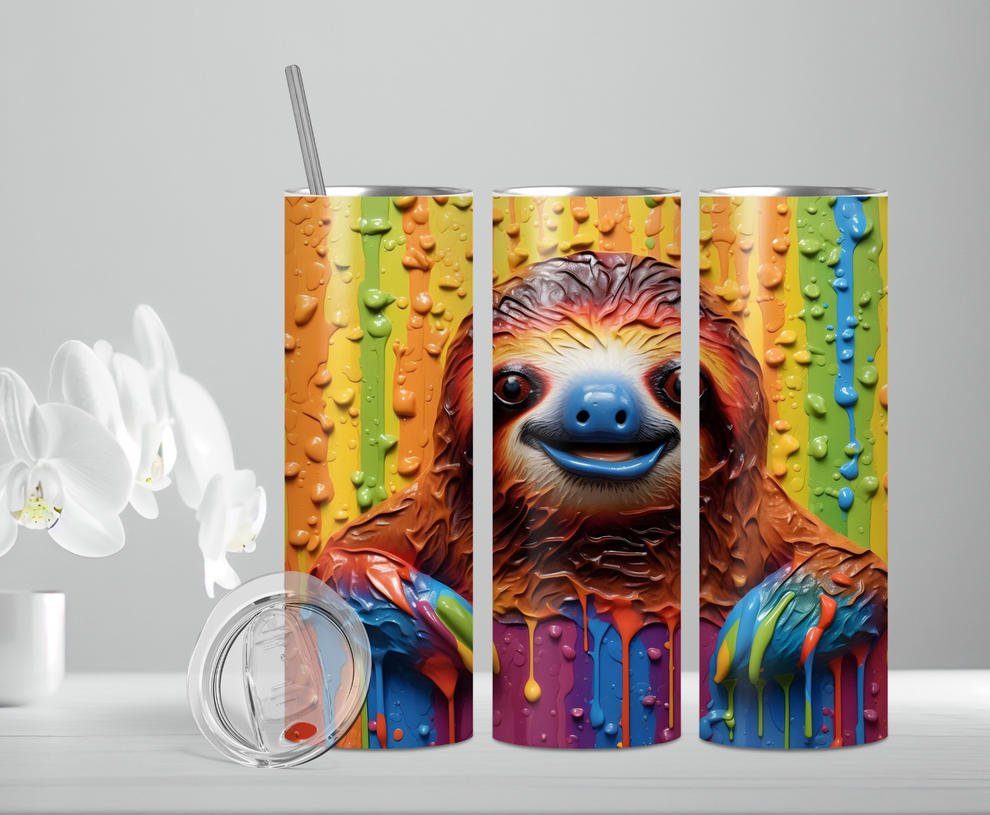 Dripped Out Sloth Paint Drip Sloth | Sublimation Tumbler Transfer โ Griffin Expressions